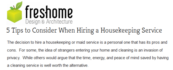 5 tips to consider when hiring a housekeeping service